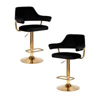 Набор 2 шт Стул барный DOBRIN CHARLY GOLD, черный велюр (MJ9-101)