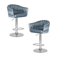 Набор 2 шт Стул барный DOBRIN MARCEL, пудрово-голубой велюр (MJ9-74)