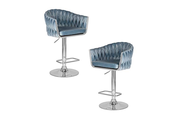 Набор 2 шт Стул барный DOBRIN MARCEL, пудрово-голубой велюр (MJ9-74)