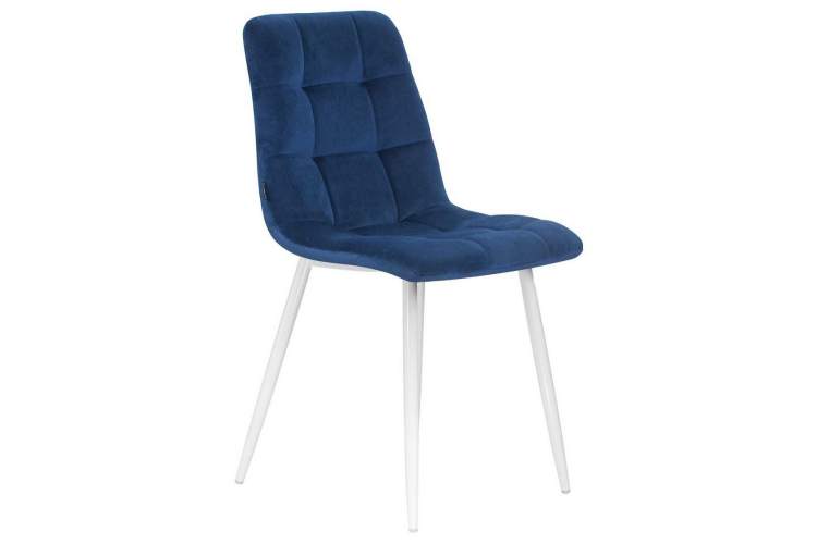 Стул обеденный DOBRIN ALEX, белые ножки, темно-синий велюр (V108-67)-1