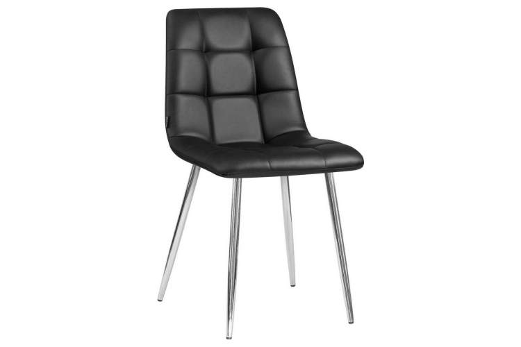 Стул обеденный DOBRIN ALEX, хром ножки, чёрная экокожа (P-01)