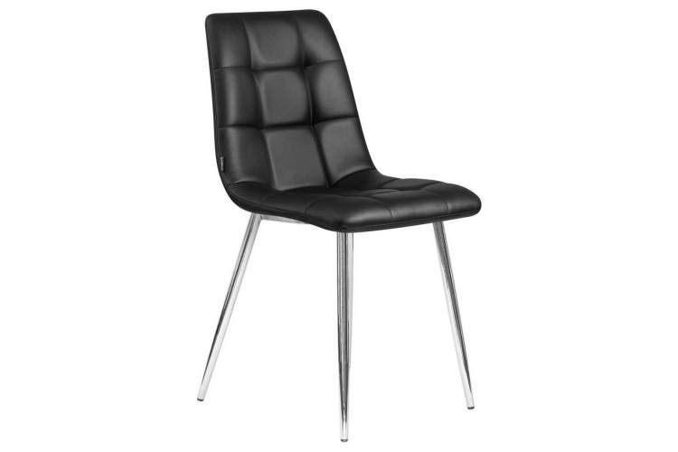 Стул обеденный DOBRIN ALEX, хром ножки, чёрная экокожа (P-01)-1