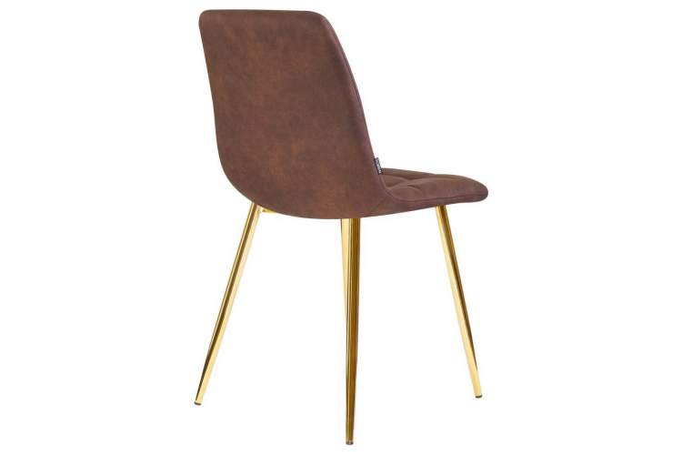 Стул обеденный DOBRIN ALEX, золотые ножки, коричневая микрофибра (PK-03)-3