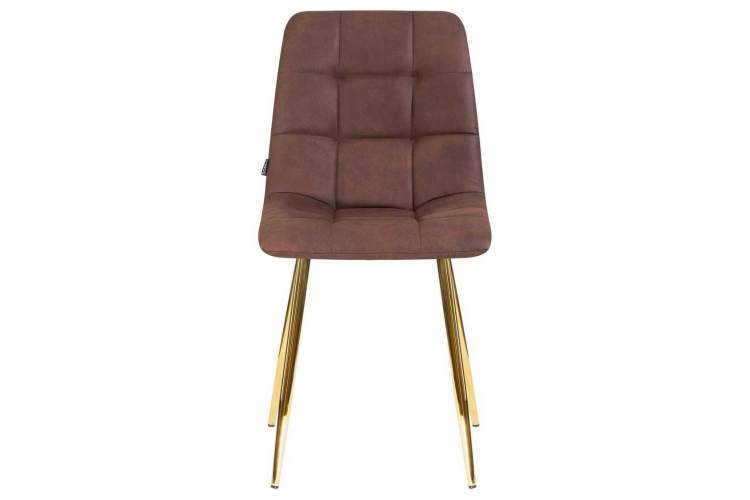 Стул обеденный DOBRIN ALEX, золотые ножки, коричневая микрофибра (PK-03)-5