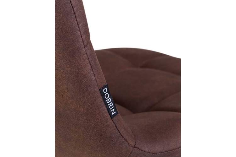 Стул обеденный DOBRIN ALEX, золотые ножки, коричневая микрофибра (PK-03)-7