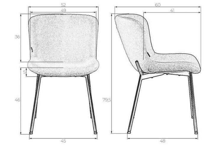 Стул обеденный DOBRIN MILO, черные ножки, белый букле (UF992-01)-8
