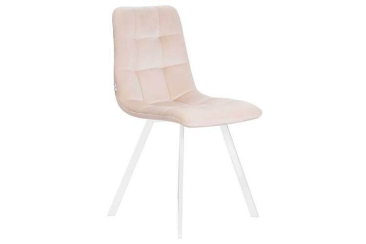 Стул обеденный DOBRIN ALEX SQUARE, белые ножки, кремовый велюр (V108-113)-1