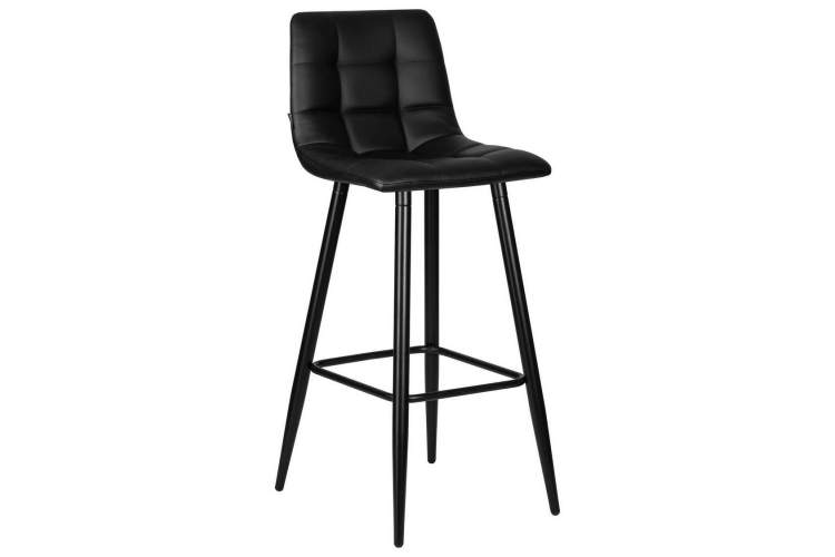 Стул барный DOBRIN NICOLE, черные матовые ножки, черная экокожа (P-01)