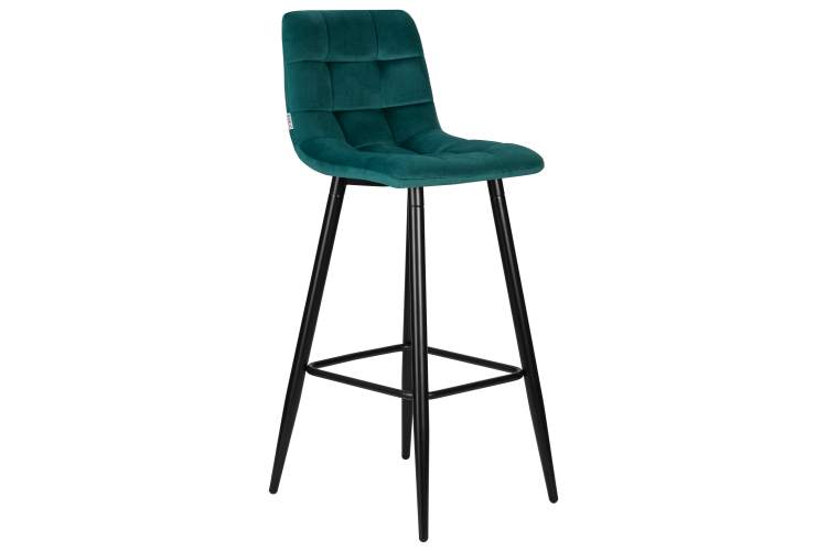 Набор 2 шт Стул барный DOBRIN NICOLE, черные матовые ножки, морской волны велюр (108-119)-2