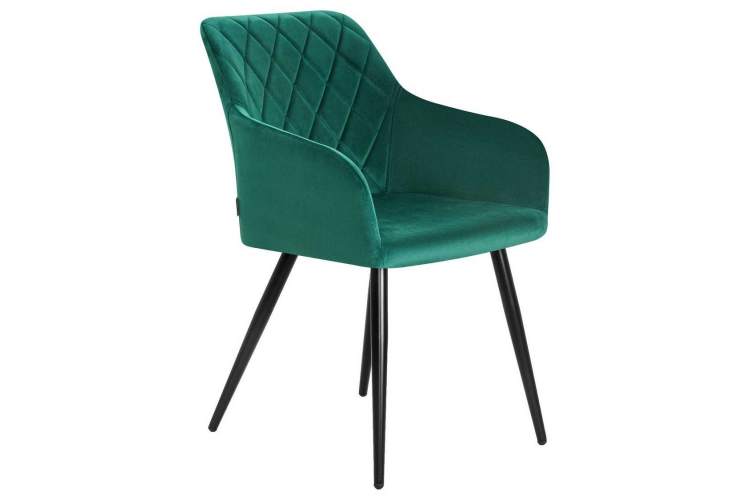 Стул обеденный DOBRIN ROBERT, черные матовые ножки, велюр V108-64 Зелёный-1