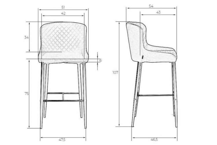 Стул барный DOBRIN CHRISTIAN'75, черные ножки, черный велюр (V108-77)-12