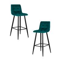 Набор 2 шт Стул барный DOBRIN NICOLE, черные матовые ножки, морской волны велюр (108-119)