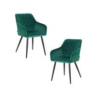 Набор 2 шт Стул обеденный DOBRIN ROBERT, черные матовые ножки, велюр V108-64 Зелёный