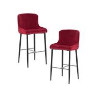 Набор 2 шт Стул барный DOBRIN CHRISTIAN'75, черные ножки, бордовый велюр (V108-85)