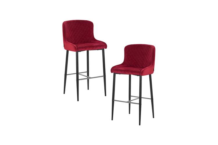 Набор 2 шт Стул барный DOBRIN CHRISTIAN'75, черные ножки, бордовый велюр (V108-85)