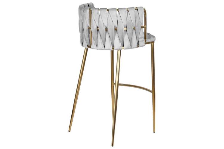 Стул барный DOBRIN EMMA GOLD, светло-серый велюр (135-37)-3
