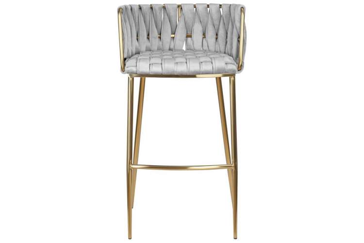 Стул барный DOBRIN EMMA GOLD, светло-серый велюр (135-37)-5