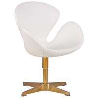 Кресло дизайнерское SWAN, белый кожзам P23, золотое основание