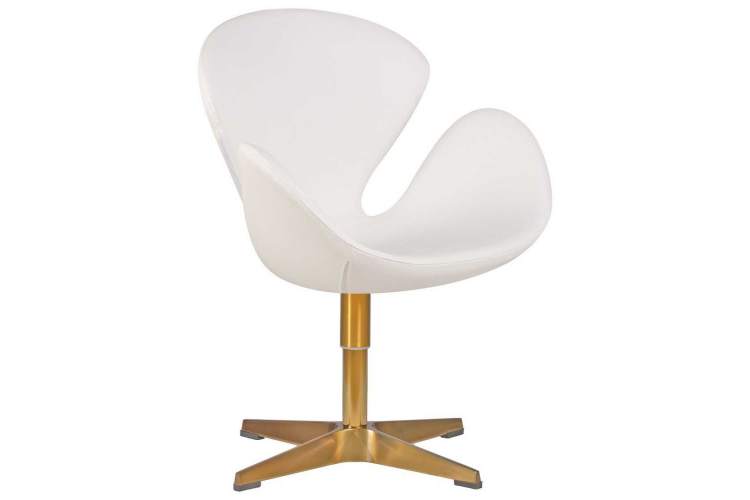Кресло дизайнерское DOBRIN SWAN, белый кожзам P23, золотое основание