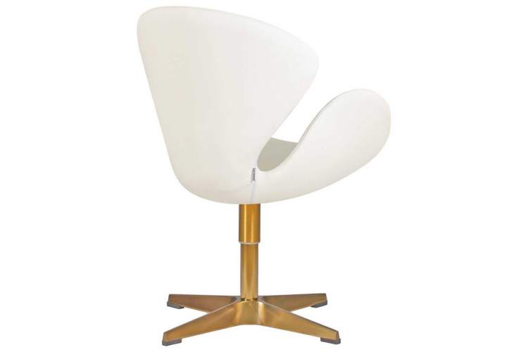 Кресло дизайнерское DOBRIN SWAN, белый кожзам P23, золотое основание-2