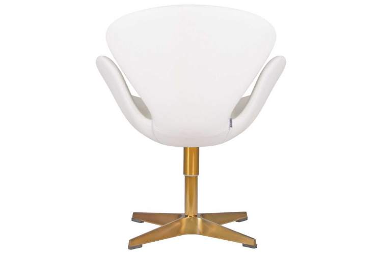 Кресло дизайнерское DOBRIN SWAN, белый кожзам P23, золотое основание-3