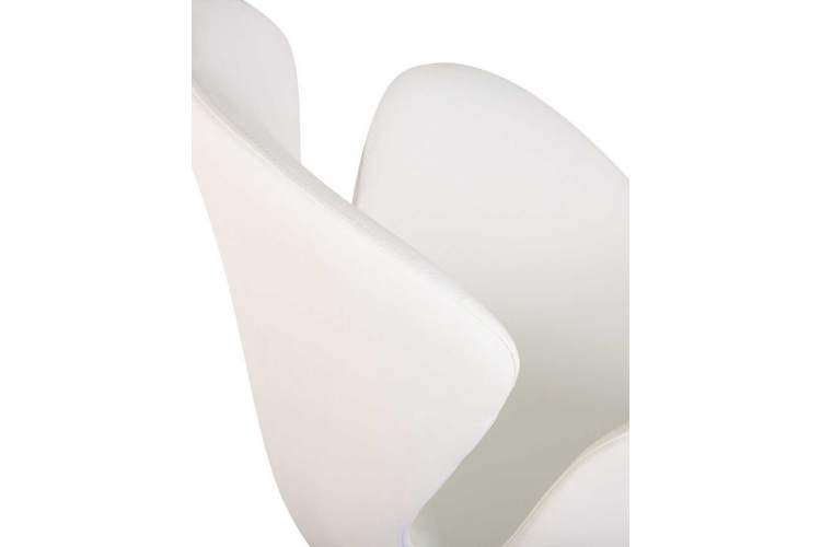 Кресло дизайнерское DOBRIN SWAN, белый кожзам P23, золотое основание-5