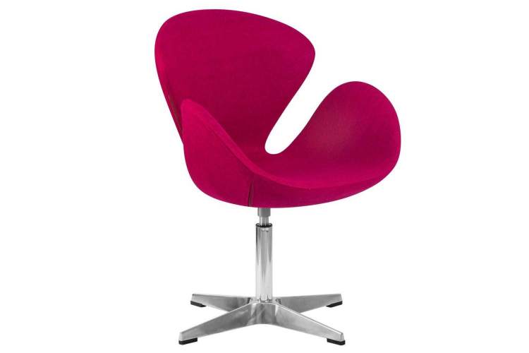 Кресло дизайнерское DOBRIN SWAN, бордо ткань AF5, алюминиевое основание-1