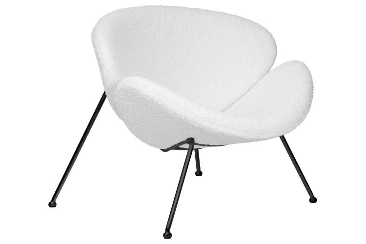 Набор 2 шт Кресло дизайнерское DOBRIN EMILY, белый (букле) ткань, черное основание-2