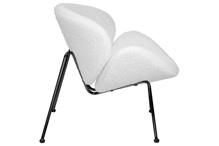 Набор 2 шт Кресло дизайнерское DOBRIN EMILY, белый (букле) ткань, черное основание-3