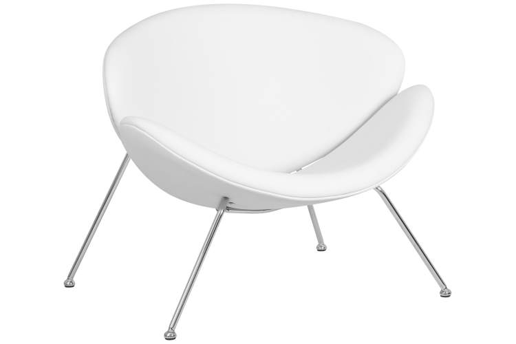 Набор 2 шт Кресло дизайнерское DOBRIN EMILY, белый винил YP17, хромированная сталь-1