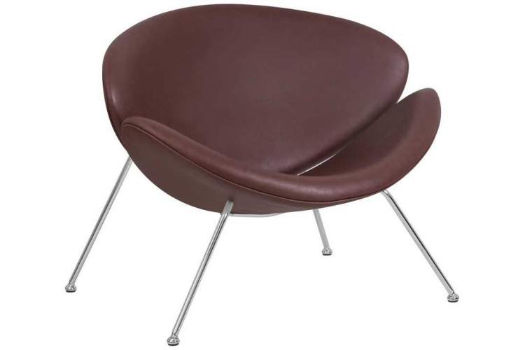 Кресло дизайнерское DOBRIN EMILY, коричневый винил YP5, хромированная сталь