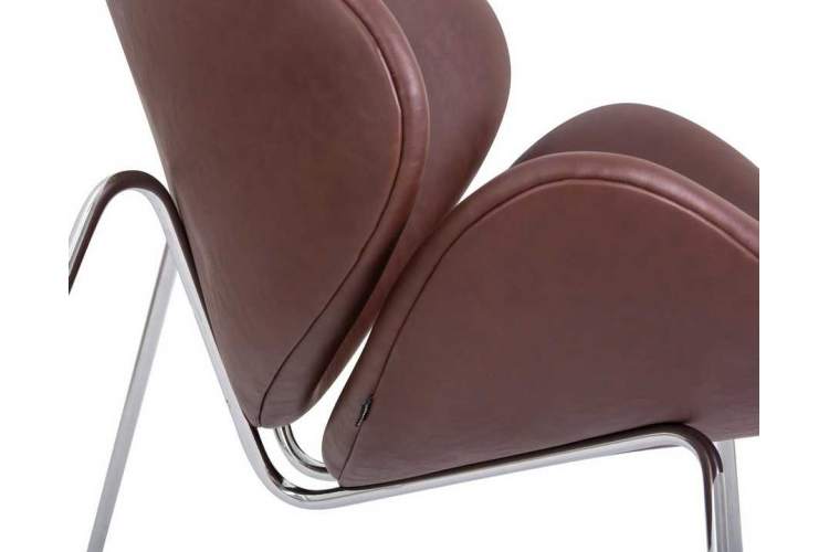 Кресло дизайнерское DOBRIN EMILY, коричневый винил YP5, хромированная сталь-7