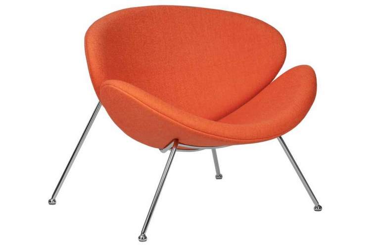 Кресло дизайнерское DOBRIN EMILY, оранжевая ткань AF, хромированная сталь
