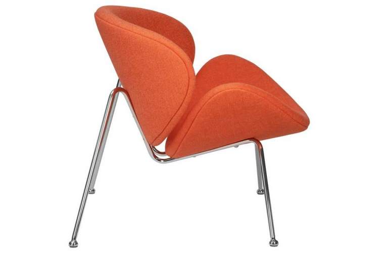 Кресло дизайнерское DOBRIN EMILY, оранжевая ткань AF, хромированная сталь-2