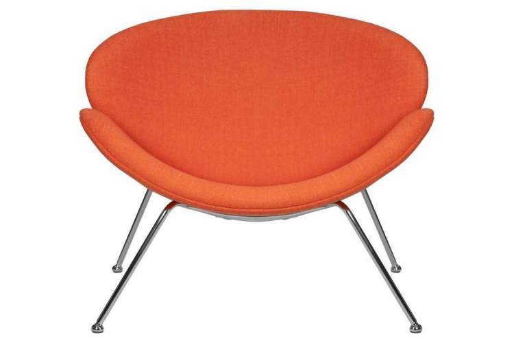 Кресло дизайнерское DOBRIN EMILY, оранжевая ткань AF, хромированная сталь-5