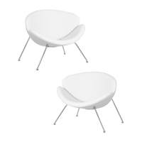 Набор 2 шт Кресло дизайнерское DOBRIN EMILY, белый винил YP17, хромированная сталь