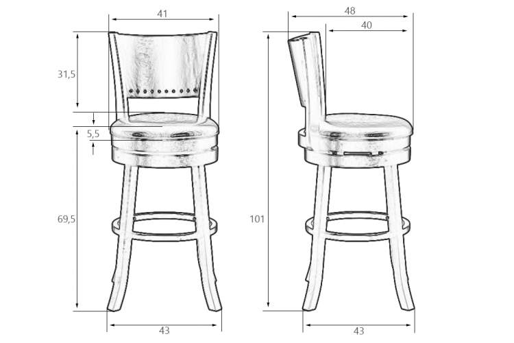 Набор 2 шт Вращающийся полубарный стул DOBRIN TONY COUNTER, капучино, черный-12