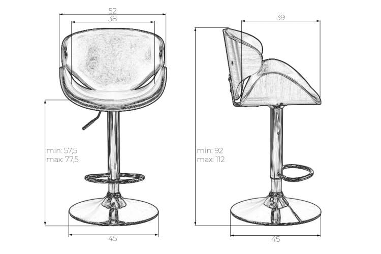 Набор 2 шт Стул барный DOBRIN KARTER, коричневое дерево, чёрный-9