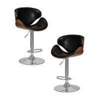 Набор 2 шт Стул барный DOBRIN KARTER, коричневое дерево, чёрный