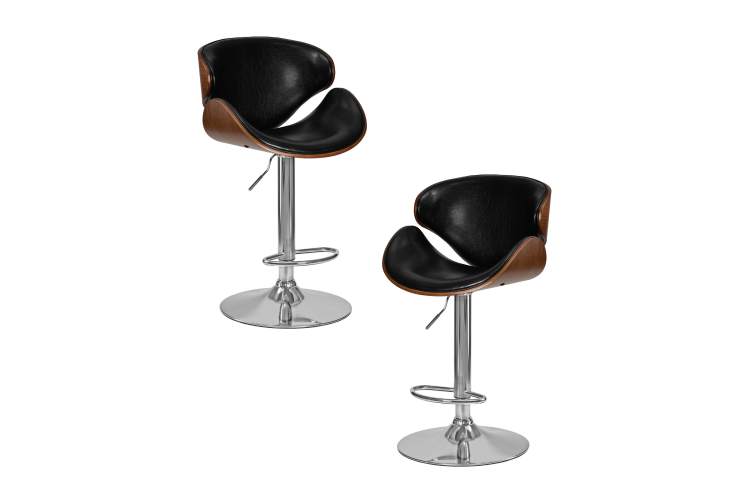 Набор 2 шт Стул барный DOBRIN KARTER, коричневое дерево, чёрный