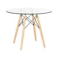 Стол обеденный CHELSEA`90 GLASS, ножки светлый бук, столешница стекло