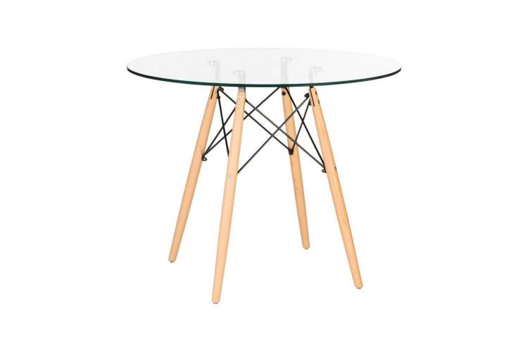 Стол обеденный DOBRIN CHELSEA`90 GLASS, ножки светлый бук, столешница стекло