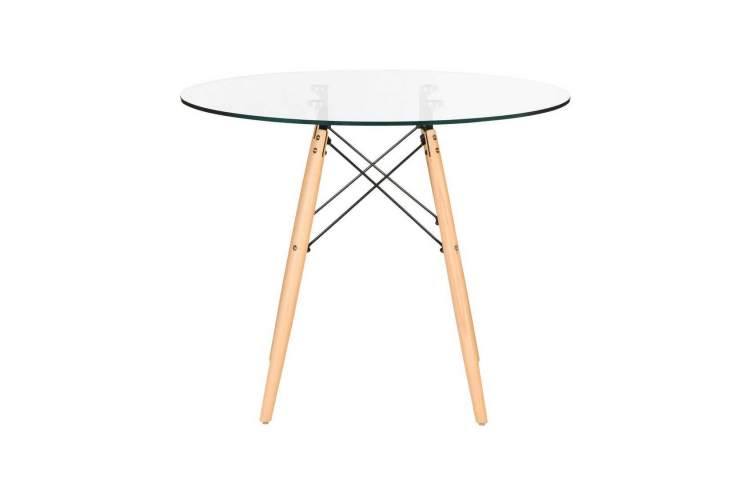 Стол обеденный DOBRIN CHELSEA`90 GLASS, ножки светлый бук, столешница стекло-1