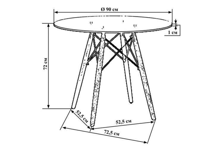 Стол обеденный DOBRIN CHELSEA`90 GLASS, ножки светлый бук, столешница стекло-2