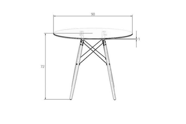 Стол обеденный DOBRIN CHELSEA`90 GLASS, ножки светлый бук, столешница стекло-3