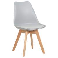 Стул обеденный JERRY SOFT, ножки светлый бук, цвет сиденья светло-серый (GR-01)
