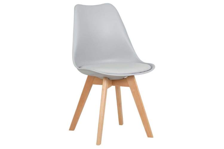 Стул обеденный DOBRIN JERRY SOFT, ножки светлый бук, цвет сиденья светло-серый (GR-01)