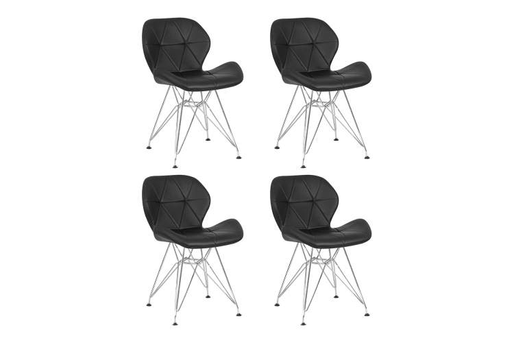 Набор 4 шт Стул обеденный DOBRIN BUTTERFLY CHROME, ножки хром, цвет чёрный