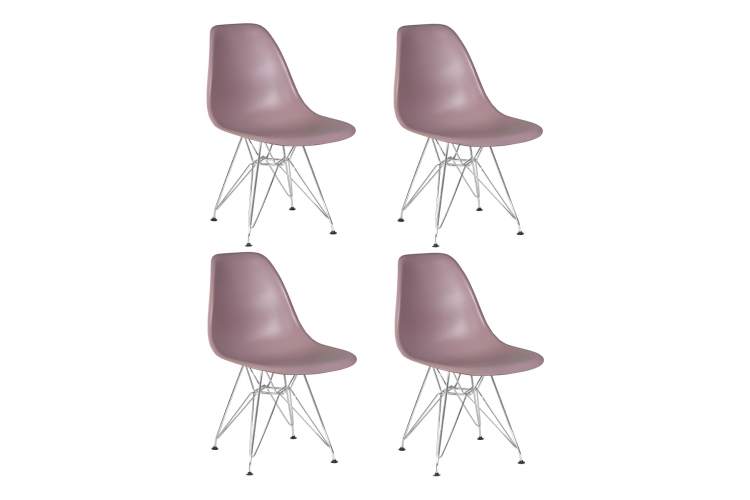 Набор 4 шт Стул обеденный DOBRIN DSR, ножки хром, цвет сиреневый (P-04)