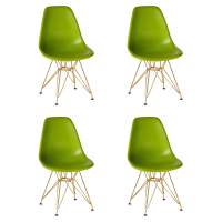 Набор 4 шт Стул обеденный DOBRIN DSR, ножки золотые, цвет салатовый (G-08)